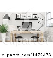 Clipart Of A 3d Modern Office Royalty Free Illustration