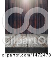 Clipart Of A 3d Wood Surface Over Panels Royalty Free Illustration