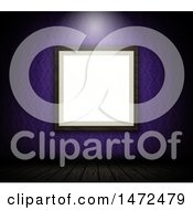 Clipart Of A 3d Blank Picture Frame On A Purple Wall Royalty Free Illustration