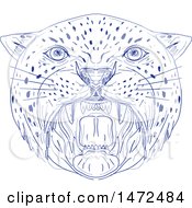 Poster, Art Print Of Sketched Angry Big Cat Head Roaring