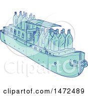 Poster, Art Print Of Flat Bottomed Barge With Gin Bottles