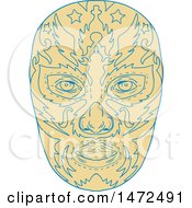 Sketched Mexican Luchador Wrestler Mask