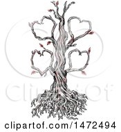 Poster, Art Print Of Tattoo Sketch Of A Tree With Heart Branches On A White Background