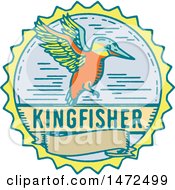 Poster, Art Print Of Kingfisher Bird Over A Banenr In A Circle