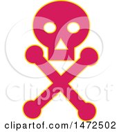Poster, Art Print Of Poison Skull And Cross Bones Symbol In Pink With A Yellow Outline