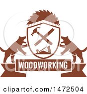 Poster, Art Print Of Woodworking Banner With Tasmanian Devils And Carpenter Tools