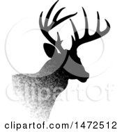 Poster, Art Print Of Profiled Buck Deer In Halftone Dots