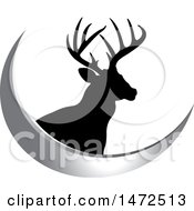 Poster, Art Print Of Silhouetted Buck Deer Stag And A Silver Swoosh