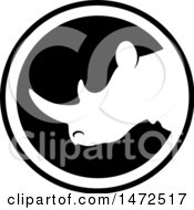 Poster, Art Print Of Black And White Rhinoceros Mascot Icon