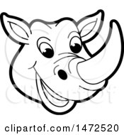Poster, Art Print Of Black And White Rhinoceros Mascot Face