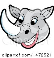 Clipart Of A Rhinoceros Mascot Face Royalty Free Vector Illustration