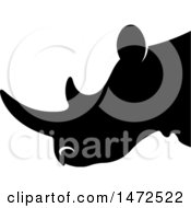 Poster, Art Print Of Black Silhouetted Rhinoceros Head