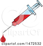 Clipart Of A Syringe With A Blood Drop Royalty Free Vector Illustration