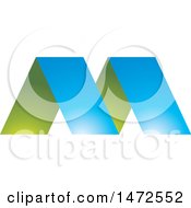 Clipart Of A Green And Blue Letter M Design Royalty Free Vector Illustration