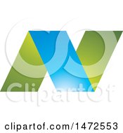 Clipart Of A Green And Blue Letter N Design Royalty Free Vector Illustration