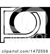 Clipart Of A Black And White Abstract Pd Icon Royalty Free Vector Illustration