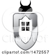 Clipart Of A Silver And Black Beetle House Shield Design Royalty Free Vector Illustration by Lal Perera