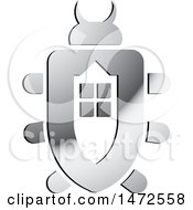 Clipart Of A Silver Beetle House Shield Design Royalty Free Vector Illustration by Lal Perera