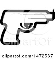 Clipart Of A Black And White Pistol Icon Royalty Free Vector Illustration