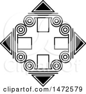 Poster, Art Print Of Black And White Diamond With Spirals And Triangles