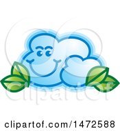 Clipart Of A Happy Cloud With Leaves Royalty Free Vector Illustration