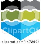 Clipart Of A Corner Of Black Green And Blue Waves Royalty Free Vector Illustration