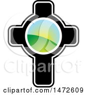 Poster, Art Print Of Cross With A Landscape