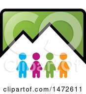 Poster, Art Print Of Mountain Icon With Colorful People
