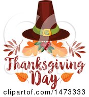 Poster, Art Print Of Pilgrim Hat With Thanksgiving Day Text