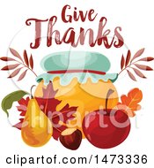 Clipart Of A Give Thanks Design Over A Honey Jar Royalty Free Vector Illustration