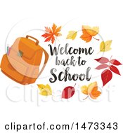Clipart Of A Backpack With Welcome Back To School Text Royalty Free Vector Illustration