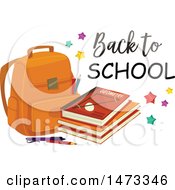 Poster, Art Print Of Backpack And Books With Back To School Text
