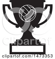 Poster, Art Print Of Silhouetted Volleyball Trophy Cup With A Blank Plaque
