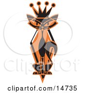 Slim Black Siamese Cat In Silhouette Wearing A Kings Crown Clipart Illustration by Andy Nortnik