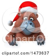 Clipart Of A 3d Christmas Orangutan Monkey Mascot On A White Background Royalty Free Illustration by Julos