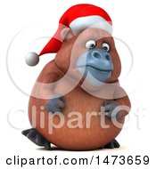Clipart Of A 3d Christmas Orangutan Monkey Mascot On A White Background Royalty Free Illustration by Julos