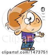 Clipart Of A Cartoon Boy Tossing A Coin Royalty Free Vector Illustration