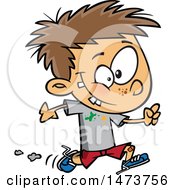 Poster, Art Print Of Cartoon Boy Running With Splatters On His Shirt