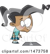 Clipart Of A Cartoon Looking Down At Square One Royalty Free Vector Illustration