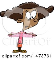 Clipart Of A Cartoon Girl With Her Fingers Stuck In Crazy Gum Royalty Free Vector Illustration by toonaday
