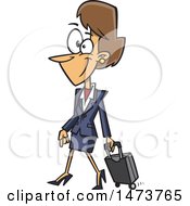 Cartoon Female Flight Attendant Walking With A Rolling Suitcase