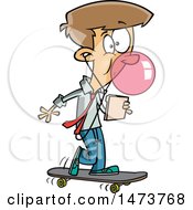 Cartoon Business Man Office Intern On A Skateboard