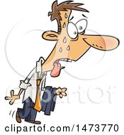 Clipart Of A Cartoon Business Man Sweating On A Hot Day Royalty Free Vector Illustration by toonaday