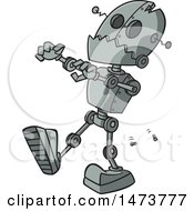 Clipart Of A Cartoon Zombie Robot Royalty Free Vector Illustration by toonaday
