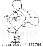 Clipart Of A Cartoon Lineart Girl Tossing A Coin Royalty Free Vector Illustration by toonaday