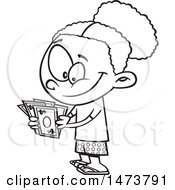 Poster, Art Print Of Cartoon Outline Girl Counting Her Cash Money