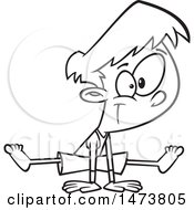 Clipart Of A Cartoon Lineart Gymnast Boy Balanced On His Hands Royalty Free Vector Illustration
