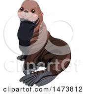 Clipart Of A Cute Brown Sea Lion Royalty Free Vector Illustration