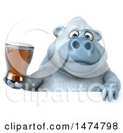 Clipart Of A 3d White Monkey Yeti On A White Background Royalty Free Illustration