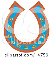 Lucky Blue Red And Orange Horseshoe Clipart Illustration by Andy Nortnik